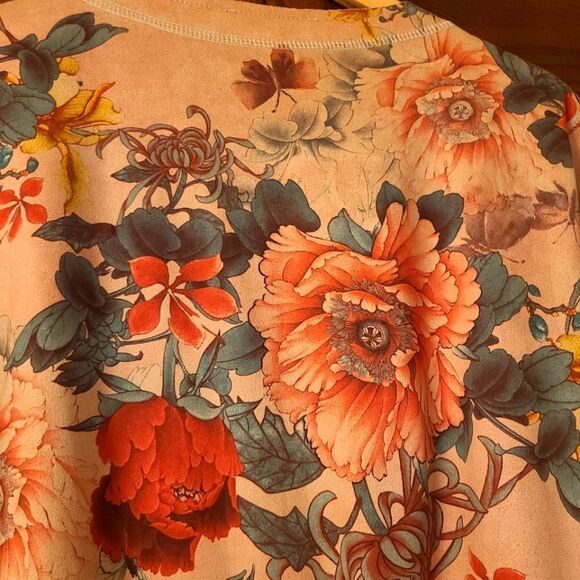 Anthropologie Solitaire Faux Suede Floral Long Cardigan - Picture 8 of 10